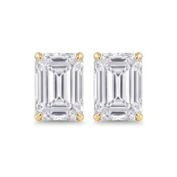 Boucles d'Oreilles Diamant Emeraude Promesse