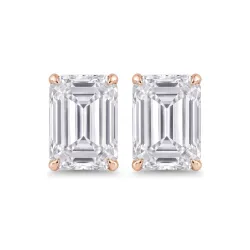 Boucles d'Oreilles Diamant Emeraude Promesse