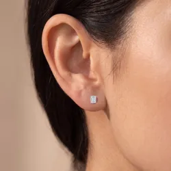 Pendientes de Diamante Esmeralda Promesa
