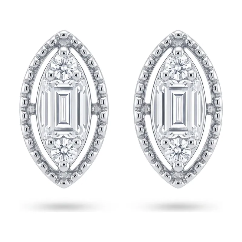 Albane Marquise-Ohrringe mit Naturdiamanten aus 18K Weißgold
