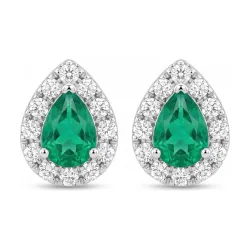 Gaïa Ohrringe mit Smaragd & Diamanten aus 18K Weißgold