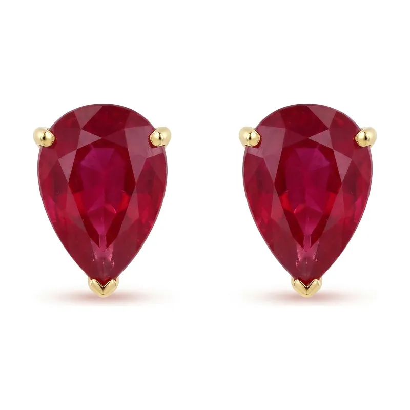 Pendientes Rosalie Rubí Pera en Oro Amarillo 18K | Celinni