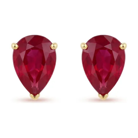Rubin Ohrringe Rosalie im Tropfenschliff in 18K Gelbgold