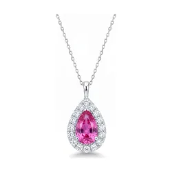 Capucine Pink Sapphire & Natural Diamond Platinum Pendant