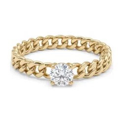 Anillo Cadena Barbada Anouk con Diamante, Oro Amarillo