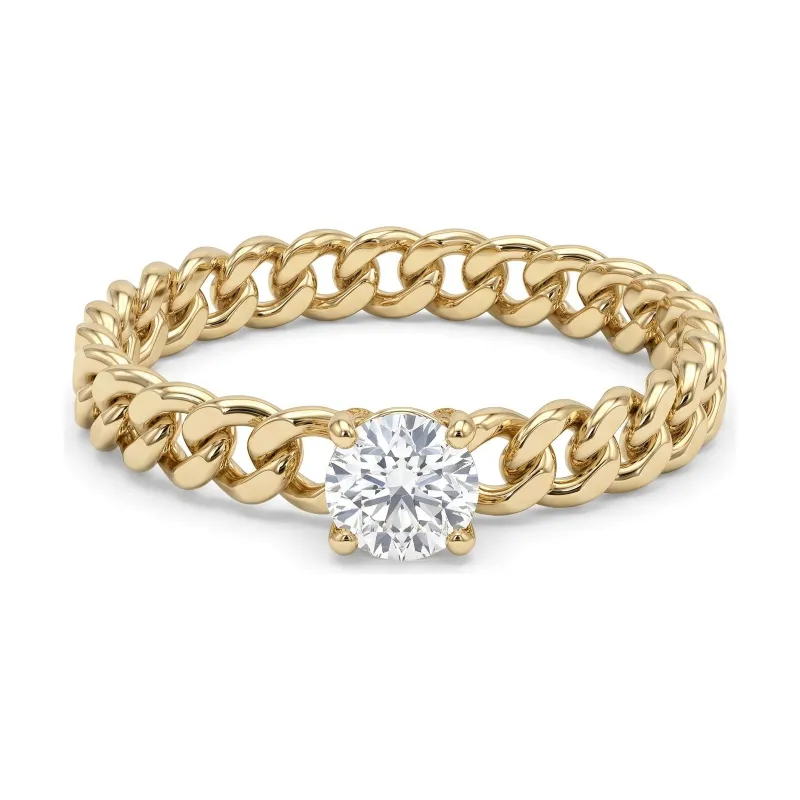 Anillo Cadena Barbada Anouk con Diamante, Oro Amarillo