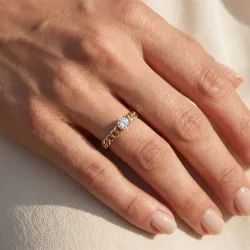 Bague Chaîne Gourmette Diamant Anouk, Or Jaune 18K