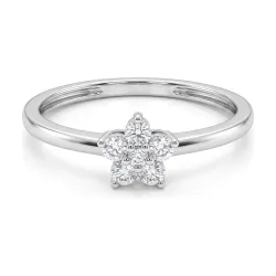 Bague Diamants Naturels Fleur en Or Blanc 18K | Celinni