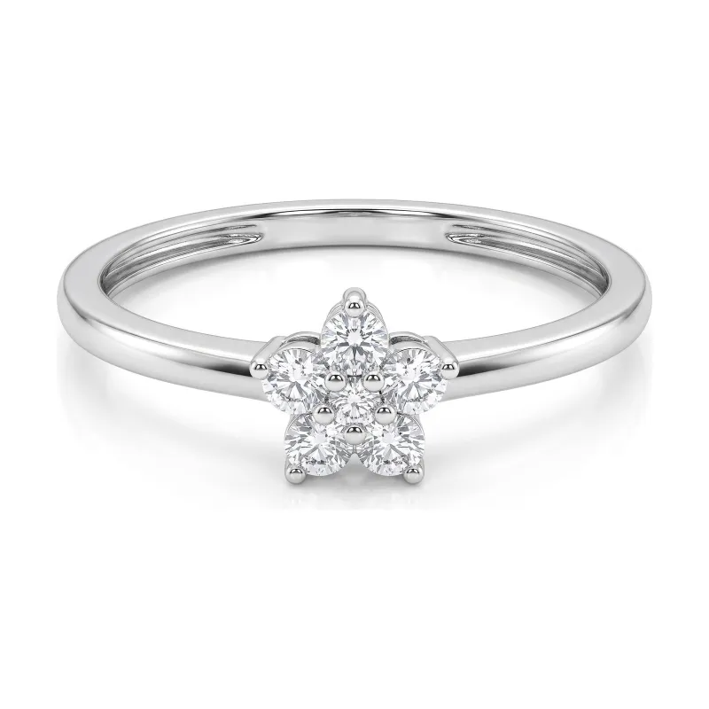Bague Fleur Diamants Naturels Flora en Or Blanc 18K