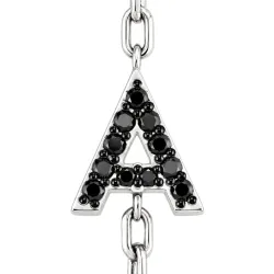 Bracelet Alphabet Homme Diamants Noirs Or Blanc 18K | Celinni