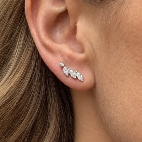 Ear Climber Ohrringe Alya mit Natürlichen Diamanten in Platin 950