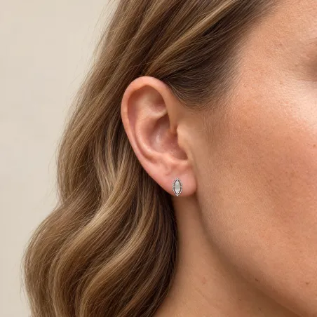Boucles d'Oreilles Marquise Diamants Naturels Albane en Or Blanc 18K