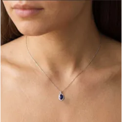 Colgante Azélie con Zafiro Azul y Diamantes, Platino