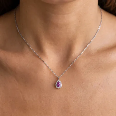 Anhänger Capucine mit Rosa Saphir und Diamanten in Platin 950