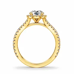Bague de Fian&ccedil;ailles Diamant Rond Aur&eacute;ole | Halo Or 18K & Platine | Celinni
