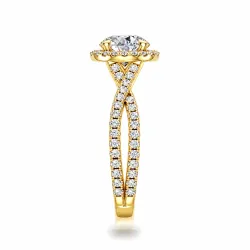 Bague de Fian&ccedil;ailles Diamant Rond Aur&eacute;ole | Halo Or 18K & Platine | Celinni