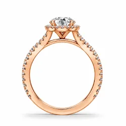 Bague de Fian&ccedil;ailles Diamant Rond Aur&eacute;ole | Halo Or 18K & Platine | Celinni