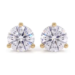 Round Diamond 3-Prong Earrings, Promesse Collection by Celinni