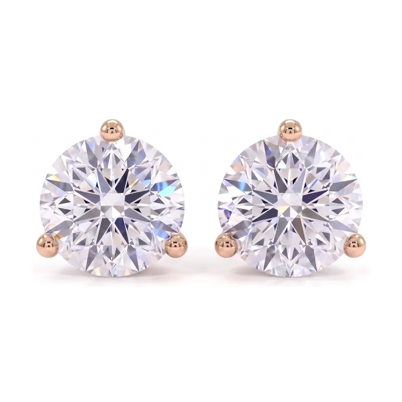 Round Diamond 3-Prong Earrings, Promesse Collection by Celinni