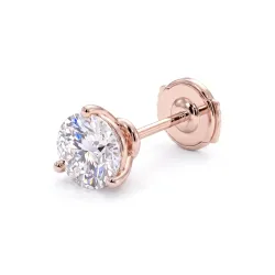 Boucles d'Oreilles Diamant Rond 3 Griffes, Collection Promesse