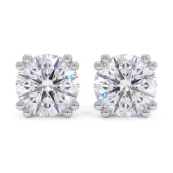 Ohrringe mit rundem Diamanten, Doppelkrappen, Kollektion Promesse