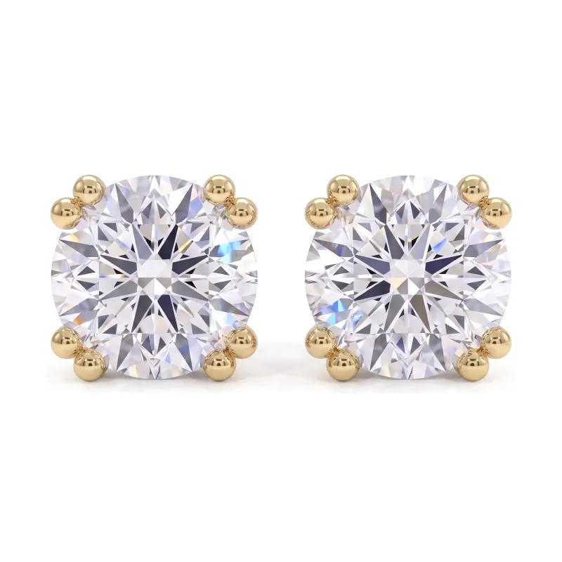 Round Diamond Double-Prong Earrings, Promesse Collection by Celinni