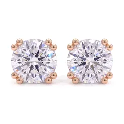 Boucles d'Oreilles Diamant Rond Double Griffes, Collection Promesse