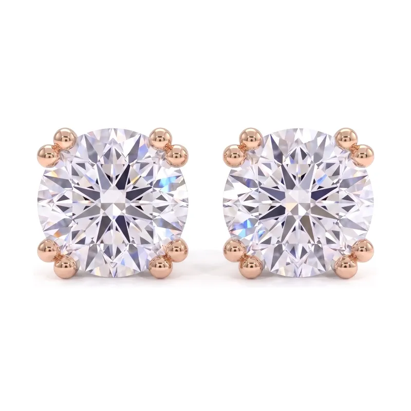 Round Diamond Double-Prong Earrings, Promesse Collection by Celinni