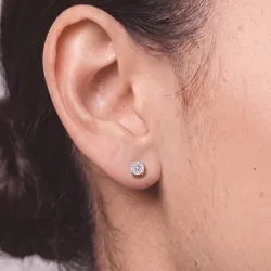 Ohrringe mit rundem Diamanten, Doppelkrappen, Kollektion Promesse