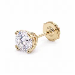 Boucles d'Oreilles Diamant Rond Double Griffes, Collection Promesse