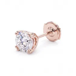 Boucles d'Oreilles Diamant Rond Double Griffes, Collection Promesse