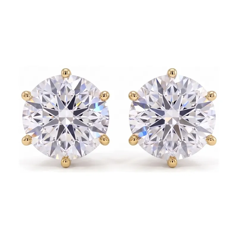 Boucles d'Oreilles Diamant Rond 6 Griffes, Collection Celinni 1968