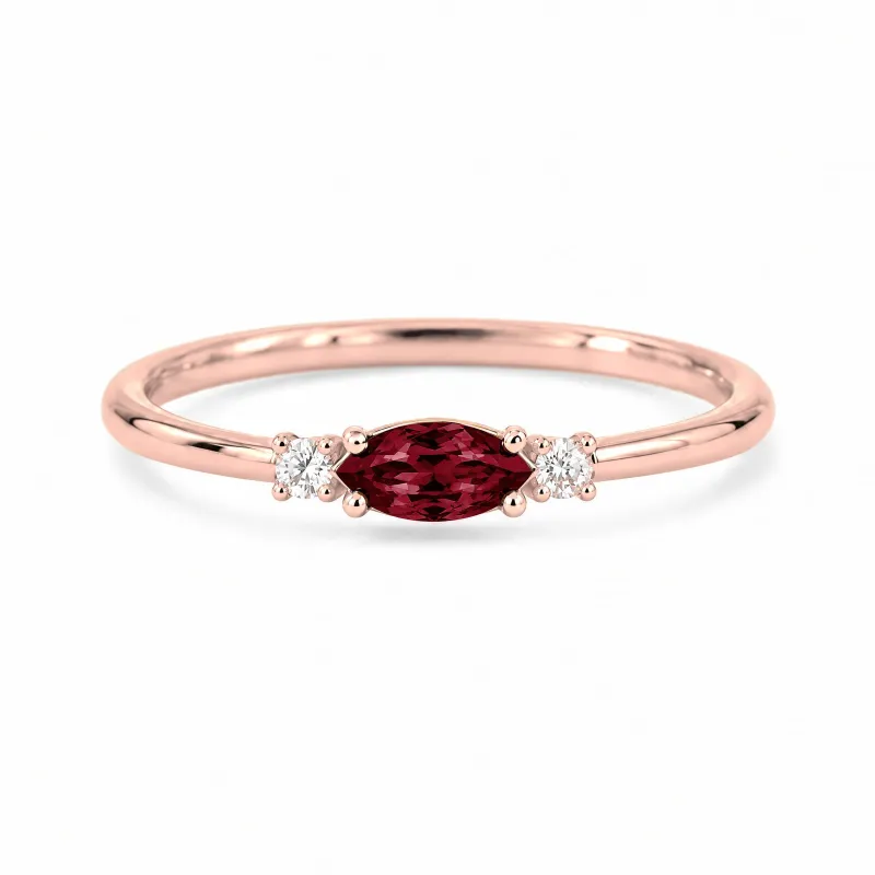 Romy January Natural Garnet and Diamond Ring | Celinni