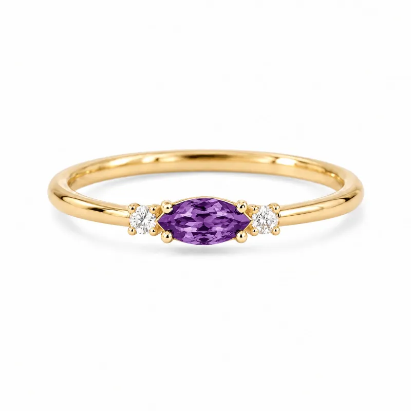 February Birthstone Ring, Amethyst, Romy