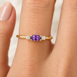 Anillo Piedra de Nacimiento Febrero, Amatista, Romy