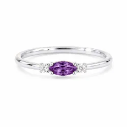 Romy February Natural Amethyst and Diamond Ring | Celinni