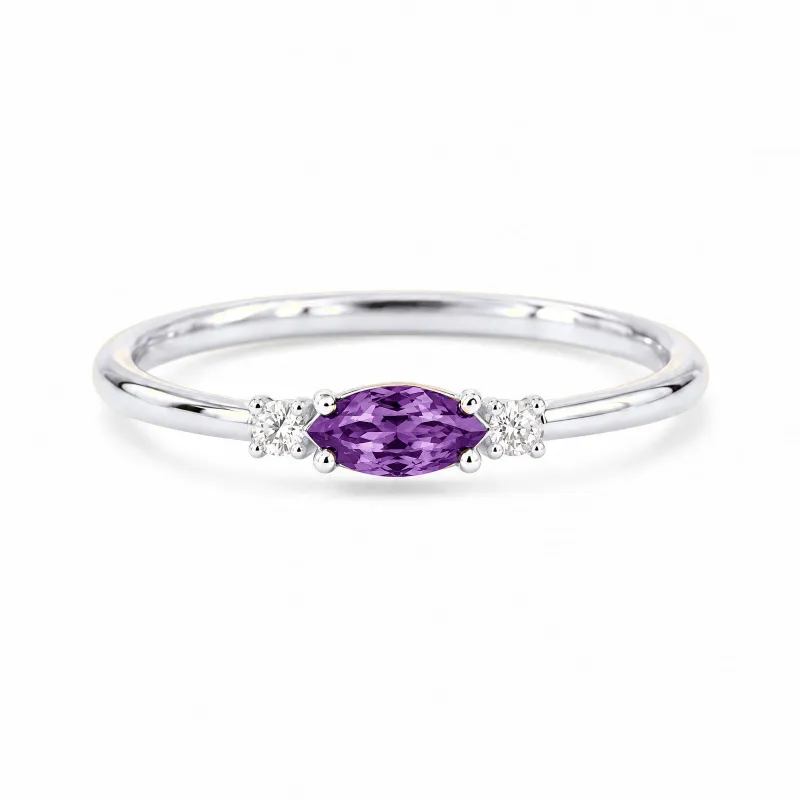 Anillo Romy Febrero con Amatista y Diamantes Naturales