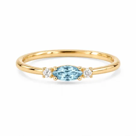 Anillo Romy Marzo Aguamarina y Diamantes Naturales