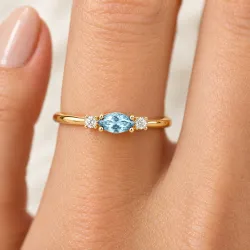 Bague Pierre de Naissance Mars, Aigue-marine, Romy