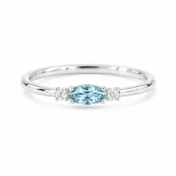 Romy March Natural Aquamarine and Diamond Ring | Celinni