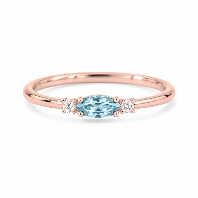 Romy March Natural Aquamarine and Diamond Ring | Celinni