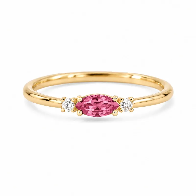 Geburtssteinring Oktober mit rosa Turmalin, Romy