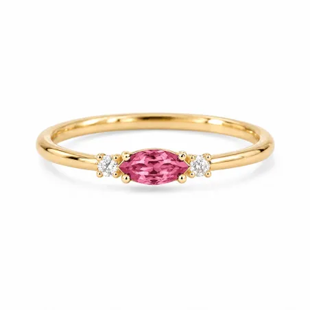 Anillo Romy Octubre Turmalina Rosa y Diamantes Naturales