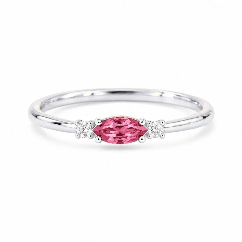 Anillo Romy Octubre Turmalina Rosa y Diamantes Naturales