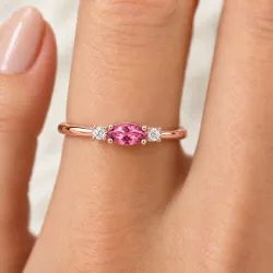 Anillo Romy Octubre Turmalina Rosa y Diamantes Naturales