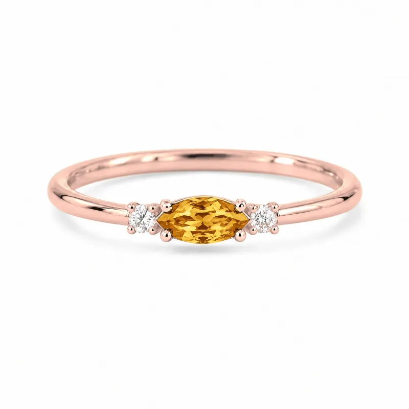 Anillo Romy Noviembre con Citrino y Diamantes Naturales