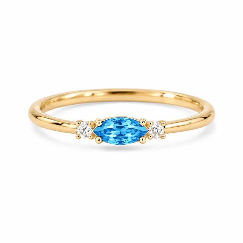 Anillo Piedra de Nacimiento Diciembre, Topacio Azul, Romy