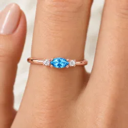 Romy December Natural Blue Topaz and Diamond Ring | Celinni
