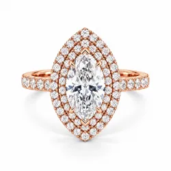 Solitaire Diamant Marquise Double Halo Ma Vie | Celinni