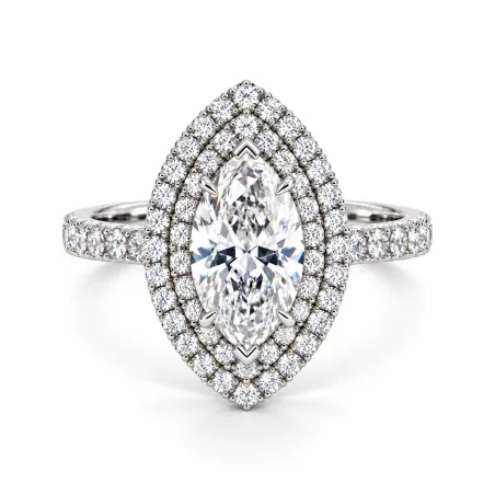 Marquise Diamond Solitaire Double Halo Ma vie